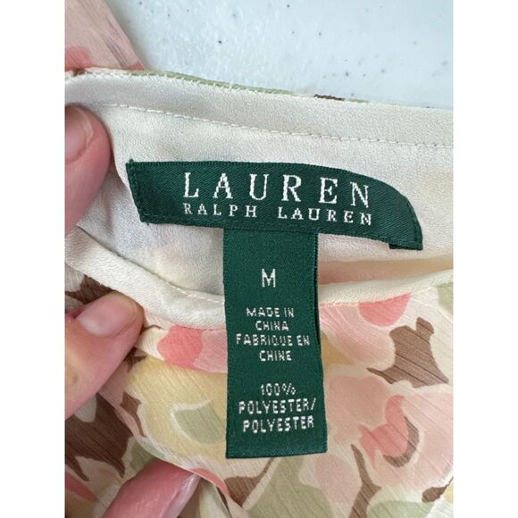 Lauren Ralph Lauren Floral Skirt M Pink‎ Brown Flowy Whimsy Romantic Cottagecore - Picture 5 of 6